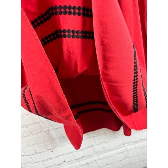 TALBOTS red cotton embroidered A-line unlined skirt size 10 Petites - Picture 4 of 7